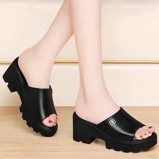 Dép Nữ Đế Xuồng Bánh Mì Quai Ngang Da Mềm Cao Cấp-Mã CG271