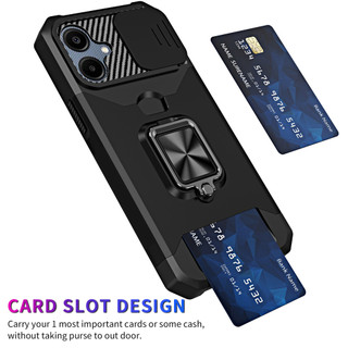 Dành Cho Samsung A06 Ốp Lưng Có Trượt Camera Bao Đựng Thẻ Nhẫn Chân Đế Chịu Lực Bảo Vệ Mỏng Bao Da