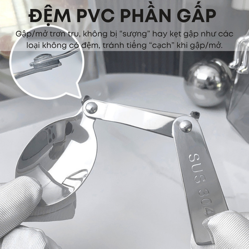 Bộ Thìa Nĩa Gấp Ba Inox 304 Không Gỉ Cao Cấp – Gấp Gọn, Cầm Êm, Mang Đi Dã Ngoại, Camping, Đi Học Đi Làm Tiện Lợi| 305
