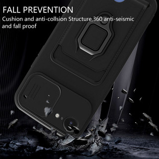Dành Cho iphone 16E / 17E Ốp Lưng 4 Trong 1 Trượt Camera Bao Đựng Thẻ Đứng Vuông Freebie Dây Chống Sốc Chống Rơi Mỏng Mềm TPU Cover
