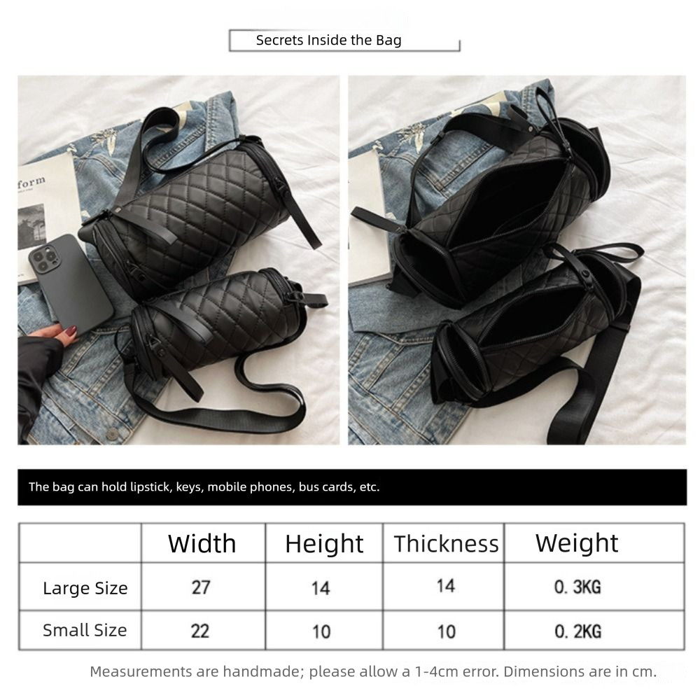 Túi Xô CPINCP, Túi Xi Lanh Nylon, Túi Đeo Ngang Tròn Dung Tích Cao Màu Trơn Du Lịch