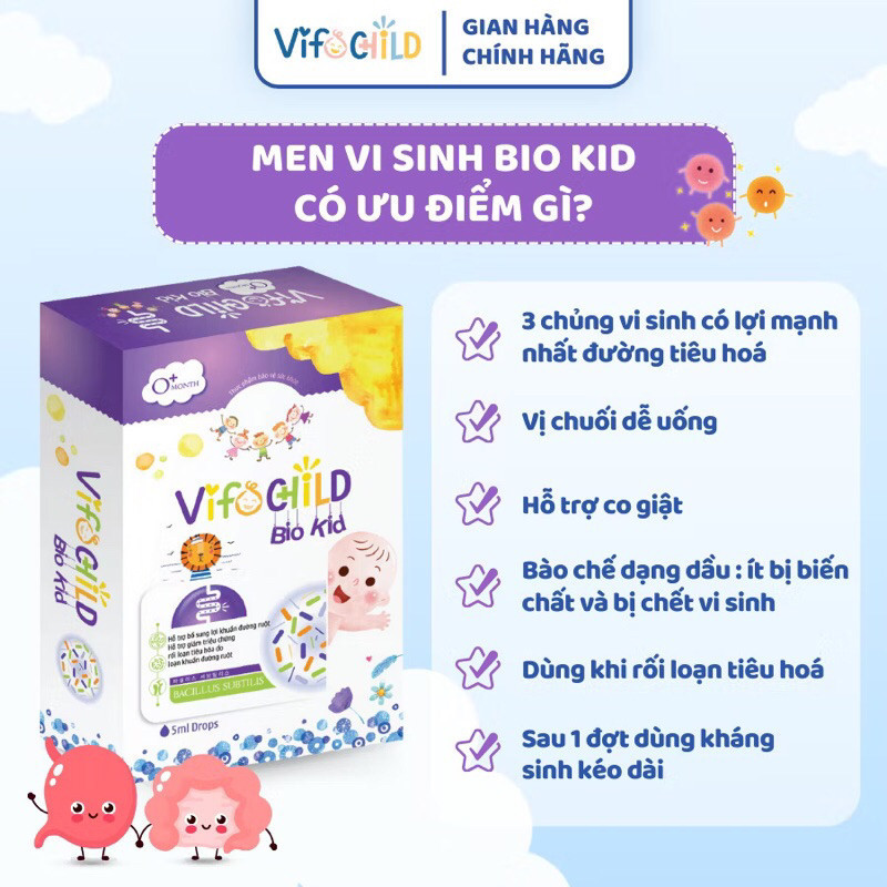 Men vi sinh VIFOCHILD 5ml Bio Kid Giúp hệ tiêu hóa của bé luôn khỏe mạnh Baby 1