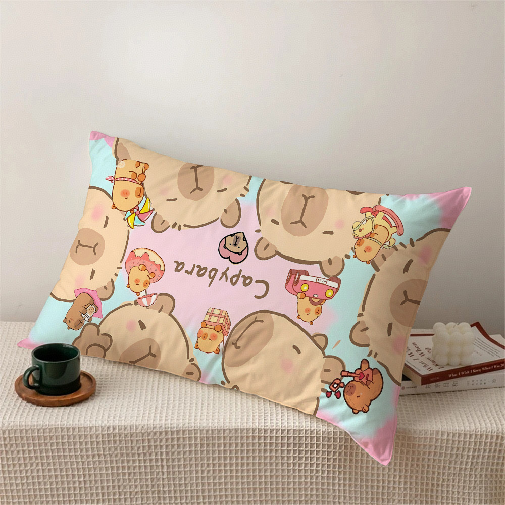 Vỏ gối hình chữ nhật Capybara Vỏ gối Polyester in một mặt (Không có lõi)