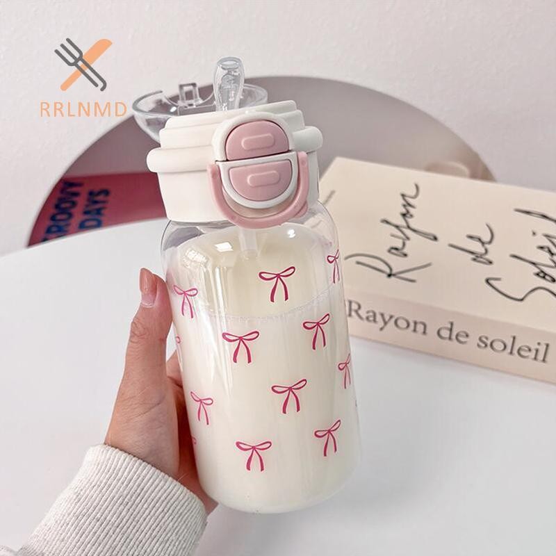 RRLNMD Bình Nước Dễ Thương Có Ống Hút Nhựa Di Động Bật Lên Nắp Cốc Nước Cho Trẻ Em Kawaii Chai Nước Chống Rò Rỉ Bình Uống Dễ Thương MỚI