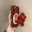 Ốp điện thoại di động thêu sang trọng màu đỏ may mắn + mặt dây chuyền cho iPhone16 Pro MAX 15 14 13 12 11 Pro MAX IXS MAX XR XS 7 8 plus camera chống sốc chống rơi mặt sau mềm