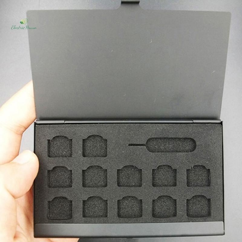 [Nhà Điện] 12 Khe- + 1 Khe Cắm Thẻ-Pin Nhôm Di Động SIM Micro Pin Thẻ SIM Thẻ Nhớ Hộp Bảo Quản Hộp Bảo Vệ mới