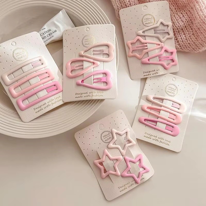 3 Chiếc BB Kẹp Tóc Pin Kim Loại Màu Kẹo Phụ Kiện Tóc Mini Kẹp Tóc Cô Gái Kẹp Bên Pentagram Kẹp Tóc