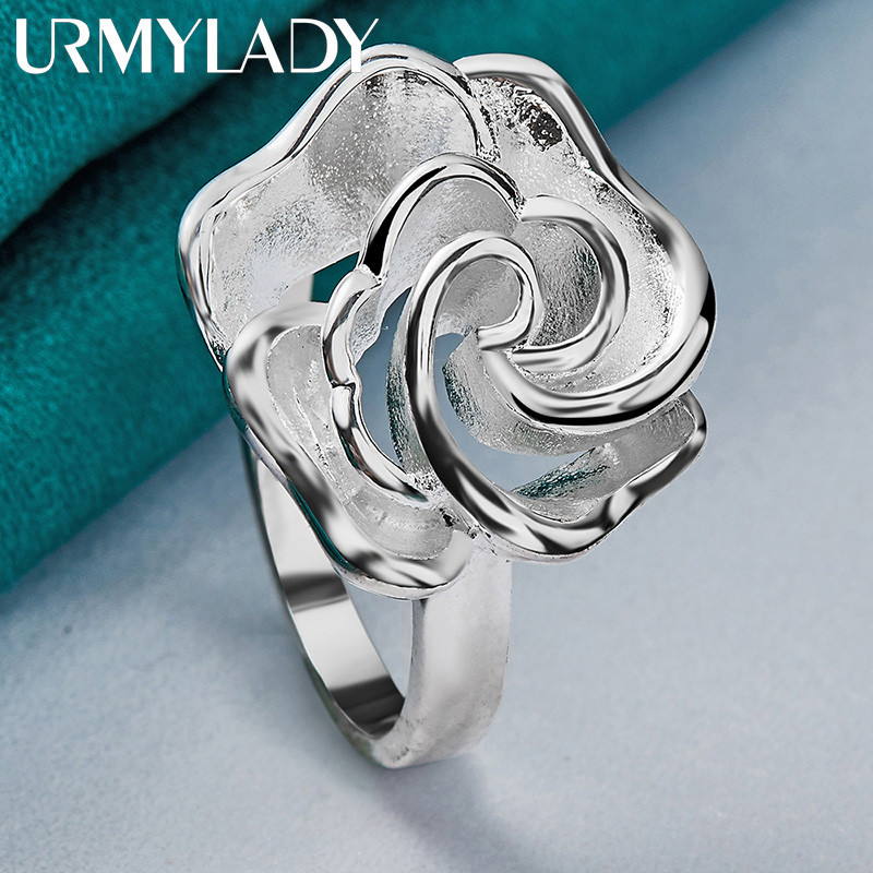 URMYLADY Nhẫn Hoa Bạc 925 Mới Cho Nữ Mỹ Thanh Lịch Trang Sức Dự Tiệc Thời Trang