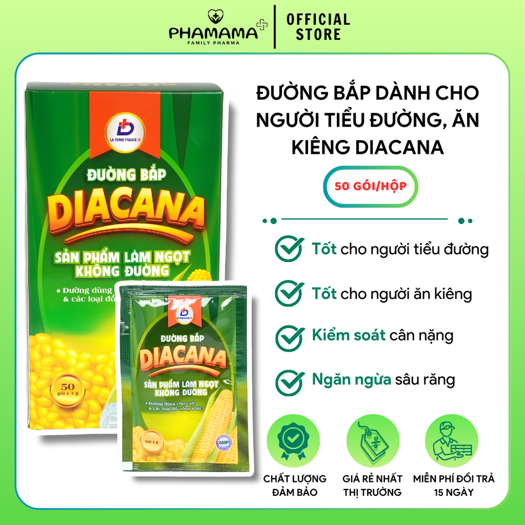 Ảnh Đường Ăn Kiêng Diacana khuyên dùng cho người tiểu đường, người đang ăn kiêng (hộp 50 gói) 2