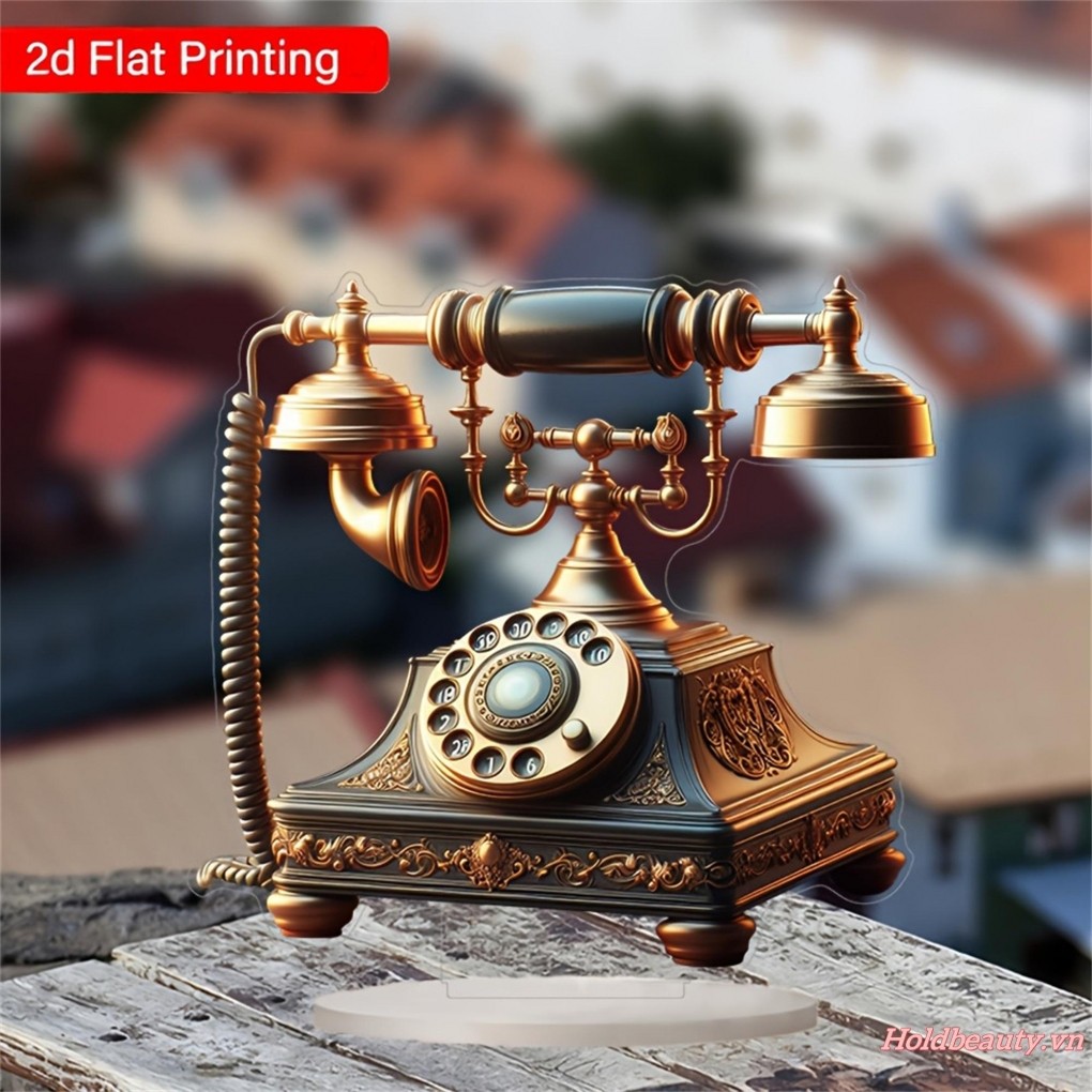 Điện Thoại Cố Định Trang Trí Bàn Retro Quay Số Điện Thoại Hình Acrylic Phẳng Đồ Trang Trí Trung Tâm Cho Gia Đình