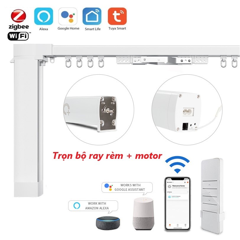 Trọn bộ động cơ + ray / chỉ motor + remote rèm kéo thông minh rèm kéo ...