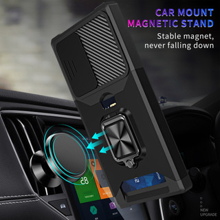 Dành Cho Samsung Note 20 Ultra Ốp Lưng Có Trượt Camera Bao Đựng Thẻ Nhẫn Chân Đế Chịu Lực Bảo Vệ Mỏng Bao Da