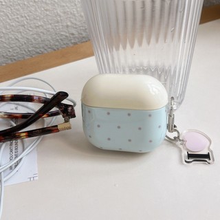 Hàn Quốc Ins Blue Wave Point Với Mặt Dây Chuyền Trái Tim Tình Yêu Vỏ Bảo Vệ Mềm Cho Airpods 4 Pro2 Pro Airpods3 2 1 Thế Hệ Bluetooth Tai Nghe Không Dây Bao Silicon Nữ