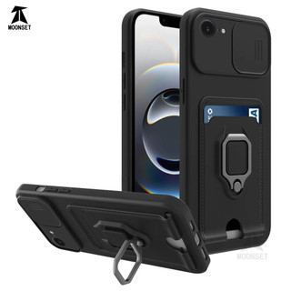 Dành Cho iphone 16E / 17E Ốp Lưng 4 Trong 1 Trượt Camera Bao Đựng Thẻ Đứng Vuông Freebie Dây Chống Sốc Chống Rơi Mỏng Mềm TPU Cover