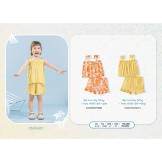 Chaang SS2025 Bộ ba lỗ cúc giữa, bộ hai dây  Sóng - cho bé
