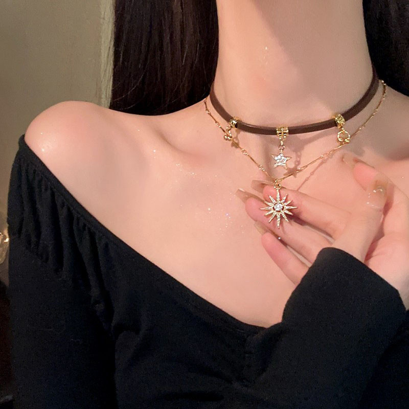 Vòng cổ ngôi sao hai lớp Trang sức chuỗi xương đòn thời trang và đa năng