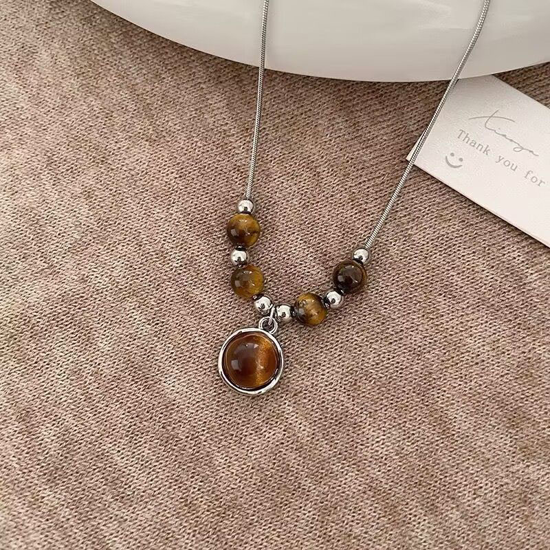 Mặt dây chuyền thời trang Vòng cổ Áo len Phụ kiện Dây chuyền xương đòn màu nâu Phụ kiện