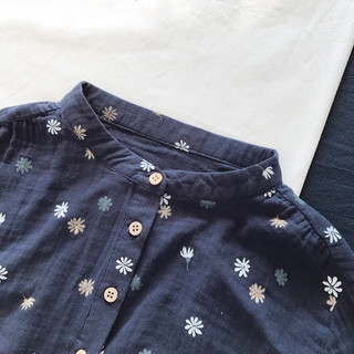 Hàng sẵn có - Áo sơ mi mùa xuân cho bé gái, 100% cotton, cổ đứng và họa tiết hoa