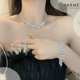 (Hoả tốc) Bộ trang sức dự tiệc, khuyên tai vòng cổ phong cách sang trọng thanh lịch nhẹ nhàng Larme accessories -BTS008