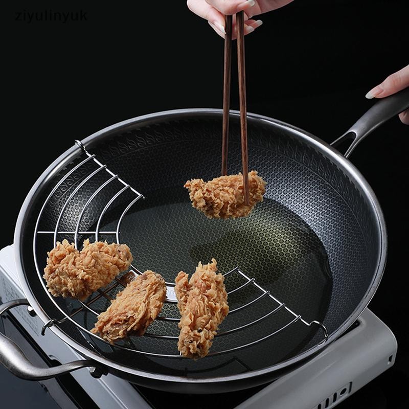Ziyulinyuk 304 Thép không gỉ Dây Dày Hình Bán Nguyệt Chảo Chiên Thoát Nước Dòng Giá Hơi Nước EN