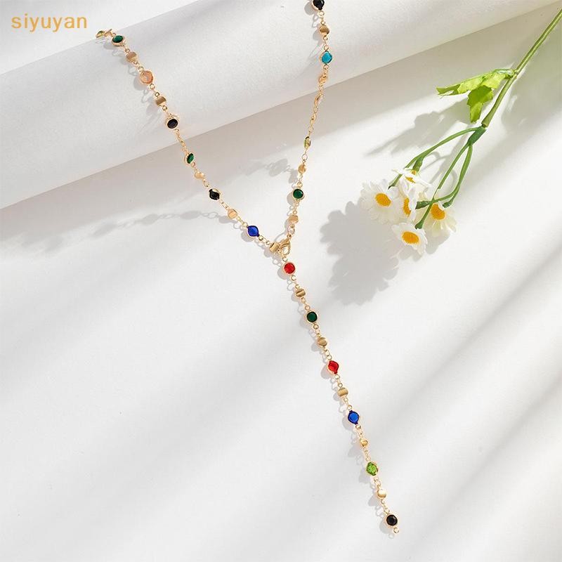 Siyuyan Phong Cách Mỹ Thời Trang Nhiều Màu Sắc Pha Lê Vòng Cổ Dài Nữ Gợi Cảm Y Dây Xích Phụ Kiện VN