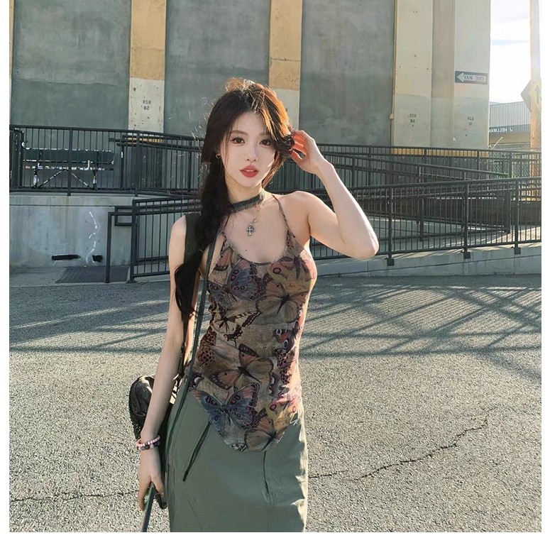 Cutenew Gợi Cảm Áo Tắt Tay Skinny Cá Tính Nóng Gà Con Nhìn Mỏng Hơn Thời Trang Đường Phố Không Khí Phong Cách