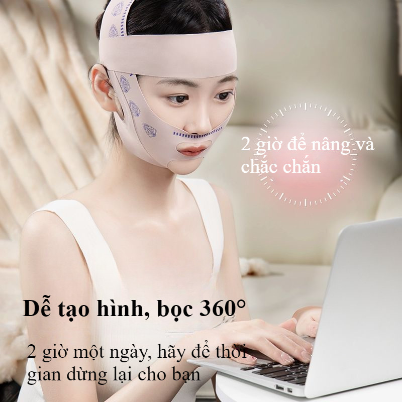 Mặt Nạ Nâng Cơ Mặt Tạo Cằm Chữ V Thoáng Khí Chống Nếp Nhăn, nâng má giảm nếp nhăn nam nữ