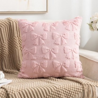 Vỏ gối ném ROLY, Vỏ gối lông tơ siêu mềm màu trơn, 18x18 trong nơ thỏ và gối hoa cúc Trang trí phòng khách