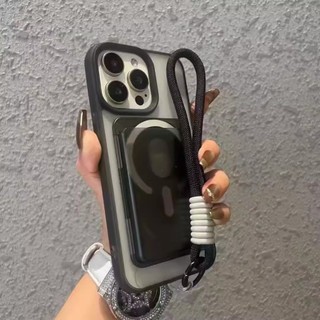 Ốp điện thoại TPU chống sốc từ tính 3 trong 1 cho iPhone 16 Pro Max 15 14 13 12 11 Pro Max 14Plus 15Plus 16Plus có giá đỡ thẻ và dây buộc