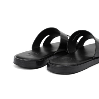 Dép da nam quai ngang Fttleather, dép da nam mang hằng ngày êm chân đế phíp gỗ chống trượt D011