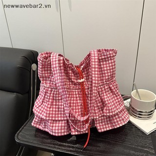 [Mới] Túi Tote Cotton kẻ sọc dễ thương Túi xách xếp nếp dung tích lớn Túi đeo vai dung tích lớn Túi đi lại ngọt ngào thời trang dành cho nữ Quà tặng.