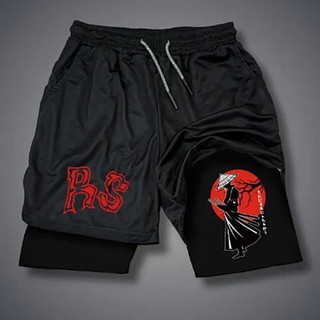 Best Seller in Europe and America Anime Print Trendy Sports Shorts Breathable and Loose Fitness Double-Layer Casual Shorts RHnG