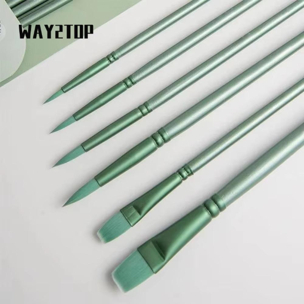 Way2top 4 / 6 Chiếc Bàn Chải Màu Nước, Đầu Tròn Nhọn Tóc Mềm Vẽ Tay Màu Nước, Quà Tặng Nylon Nghệ Thuật Người Mới Bắt Đầu Chất Liệu Tranh Học Sinh