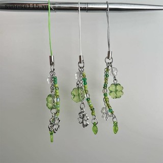 Srvn Handmade Đính Hạt Dây Xích Điện Thoại May Mắn Bốn Lá Cỏ Ba Lá Dây Xích Điện Thoại Nhiều Màu Sắc Móc Khóa CCD Mặt Dây Chuyền Điện Thoại Di Động Phụ Kiện Trang Trí.