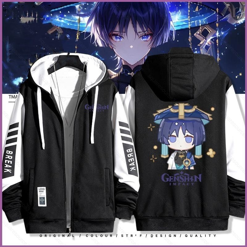 Squ3 Genshin Impact Wanderer Balladeer Xiao Zhongli Kaedehara Kazuha áo khoác dây kéo Áo khoác cardigan áo len Cosplay