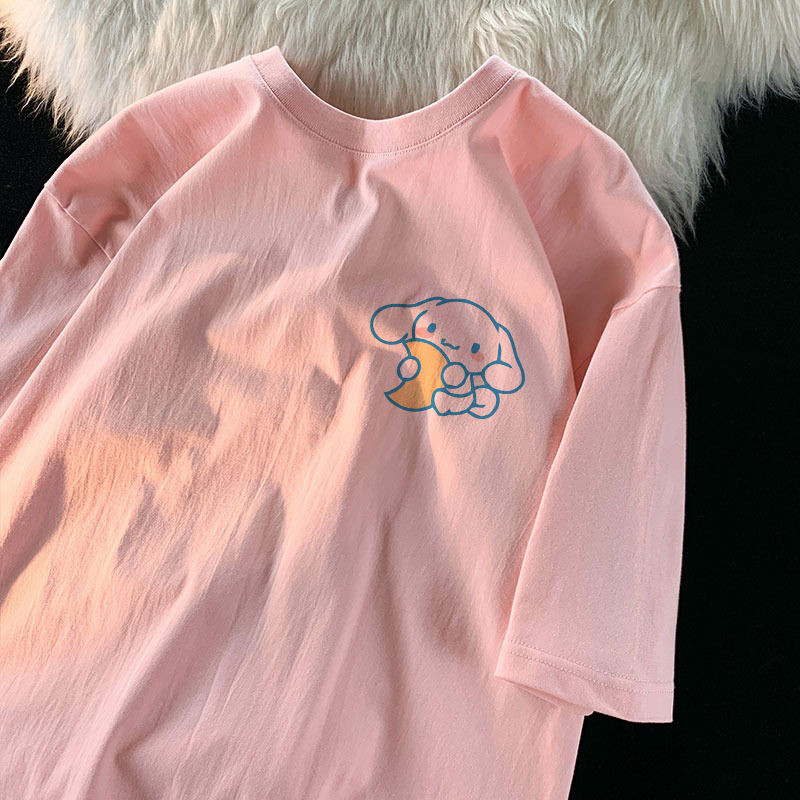 Áo thun họa tiết phong cách Cinnamoroll ngọt ngào và dễ thương 2025 dành cho nữ với thiết kế Cinnamoroll
