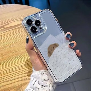Kawaii Sleep Dog Cat Cặp Đôi Cho IPhone 16 15 14 Plus 13 12 11 Pro Max Mini X XS XR Vỏ Điện Thoại Trong Suốt Hoạt Hình Động Vật