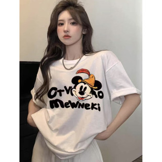 HIIXIIVI 100% Cotton Tay Ngắn Oversize Unisex Áo Thun Plus Size Nữ Tee Baggy Hoạt Hình Áo