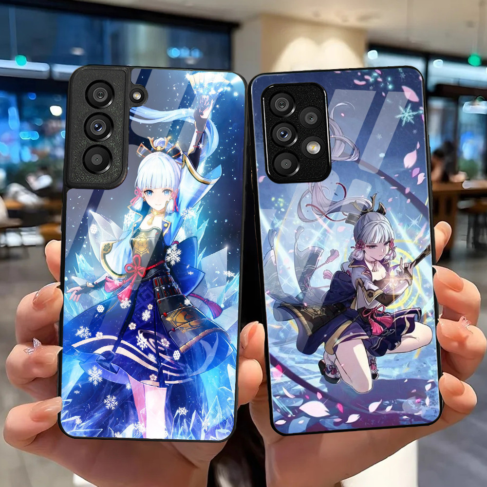 Ốp Điện Thoại Kính Cường Lực Genshin Impact Kamisato Ayaka 02 Cho Samsung Galaxy S9 Plus S10 S10e S20 FE S20 Plus S21 S22 S23 S24 Ultra Cover
