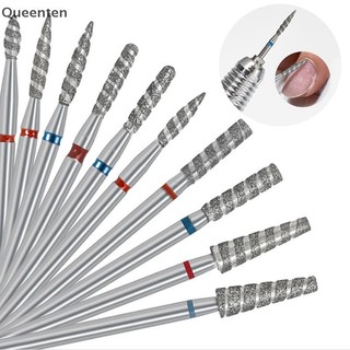Queenten Nail Bits Ngọn lửa Cuticle Drill Bit Máy cắt móng tay Máy khoan Burr Phụ kiện Máy đánh bóng móng tay xoắn ốc Công cụ QT