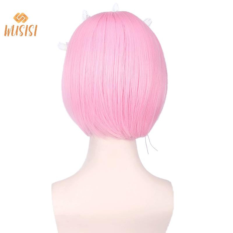 [WUSISI] Hajimeru Isekai Seikatsu Rem Ram Twins Màu xanh hồng Cosplay Tóc giả + Chân Đảng Mới MỚI