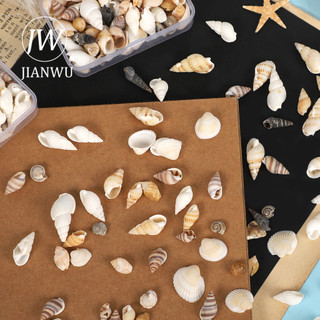 JIANWU Vintage Hình Dạng Khác Nhau Conch Micro-landscape Bố Trí Cắt Kéo Sổ Lưu Niệm Đóng Hộp Chất Liệu Sáng Tạo DIY Tạp Chí Văn Phòng Phẩm