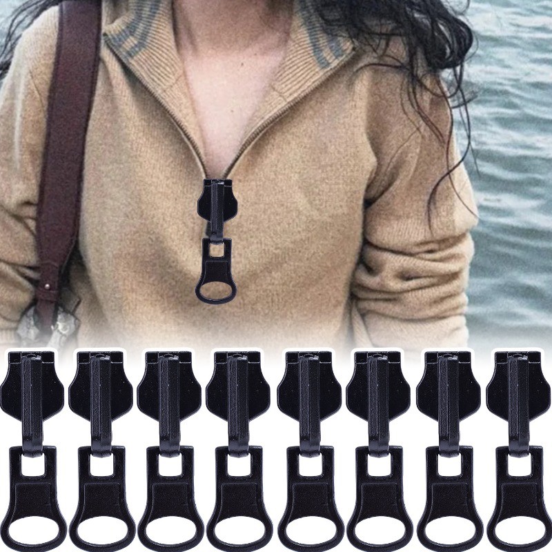 Dây kéo đường ray xoay hai mặt - Túi đựng áo khoác Đầu dây kéo kim loại - Dây kéo thay thế kéo màu đen - Bộ sửa chữa dây kéo - 3 kích cỡ Zip Slider Răng may cứu hộ Dây kéo quần áo
