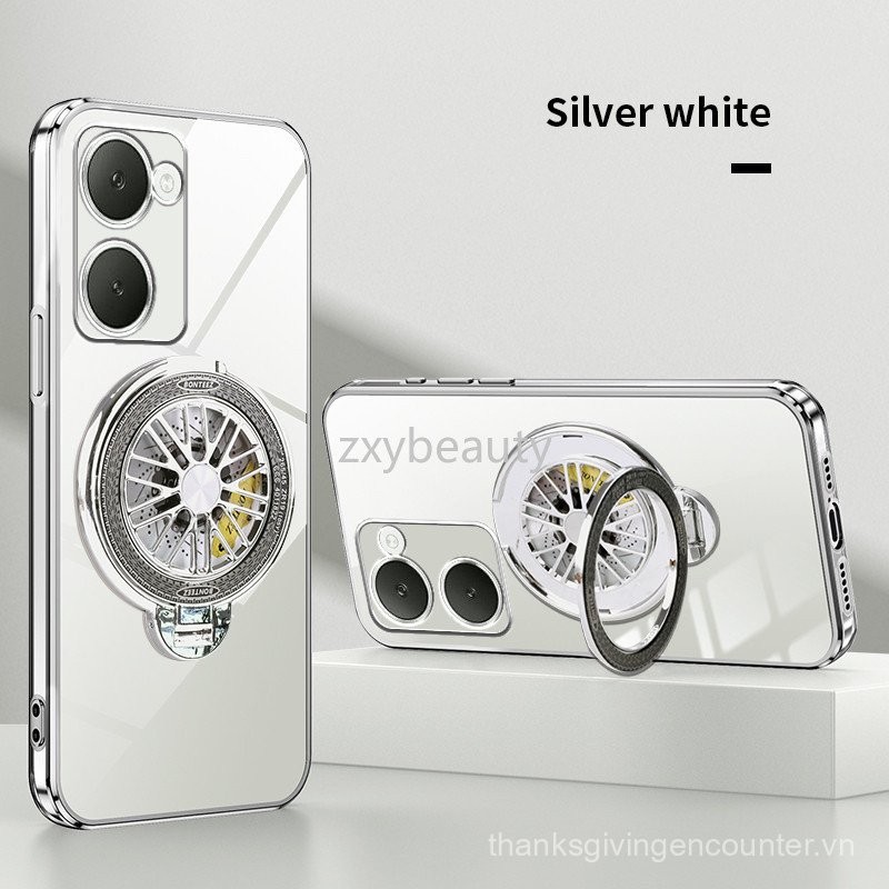 Vivo Y03 y03t Y18 y18s y27s 5G 4G 2024 Ốp mềm Giá đỡ nhẫn mạ thời trang cho vivoy03 Y27 y36 vivoy18 y28s Ốp lưng bảo vệ chống sốc