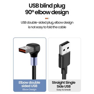 Cáp dữ liệu ngắn 6A Khuỷu tay kép USB C sang Type C Cáp sạc nhanh cho Samsung Xiaomi Xe hơi Dây sạc điện thoại