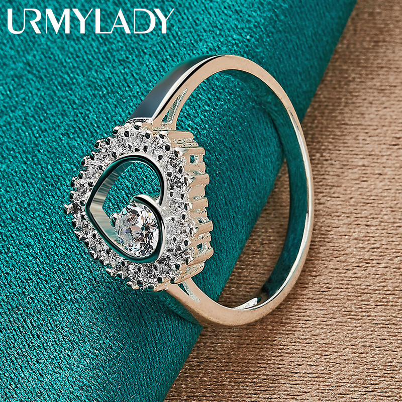 URMYLADY Bạc 925 Tình Yêu Zircon 7-10 # Nhẫn Dành Cho Nữ Người Yêu Cưới Thời Trang Quyến Rũ Trang Sức