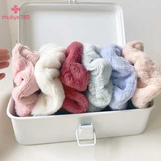 < zhuliye789 > Dây buộc tóc mềm mại ấm áp mùa đông dành cho nữ Cô gái Dây buộc tóc co giãn sang trọng dễ thương Dây cao su nhiều màu Phụ kiện tóc