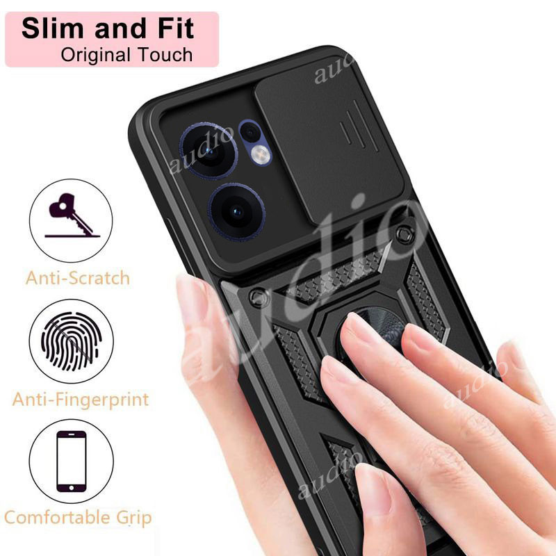 Ốp lưng chống sốc ống kính máy ảnh trượt OPPO reno13 f 5G cho OPPO Reno 13F 13 f reno13f 5G 2025 Armor Case Xe hơi Giá đỡ vòng từ tính Giá đỡ đẩy cho OPPO reno13 f reno13f 5G Vỏ bảo vệ