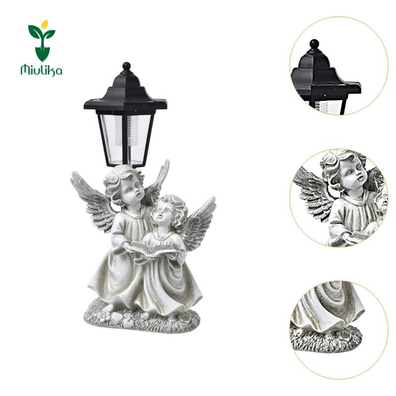 Miulika Đèn Năng Lượng Mặt Trời Vườn Tượng Trang Trí Bộ Sưu Tập Điêu Khắc Quà Tặng Sinh Nhật Thủ Công Nhựa Thiên Thần Trang Trí Cho Gia Đình Chậu Hoa Sân Bãi Cỏ