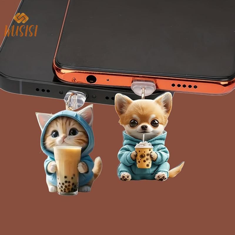 [WUSISI] Ổ cắm cổng sạc chống bụi điện thoại 2D dễ thương cho nút chặn chống bụi Type C Accessorie MỚI